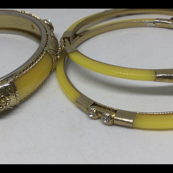 Vintage Indian Wedding Bangle Bracelets Rhinestones Gold Tone Framed Lot - Picture 11 of 11